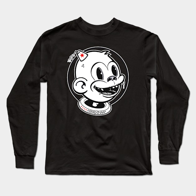 Astro Chimp Bubble BW Long Sleeve T-Shirt by astr0_ch1mp